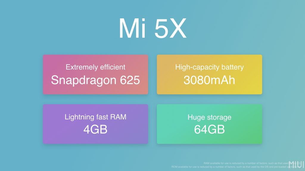 Mi 5X specifications